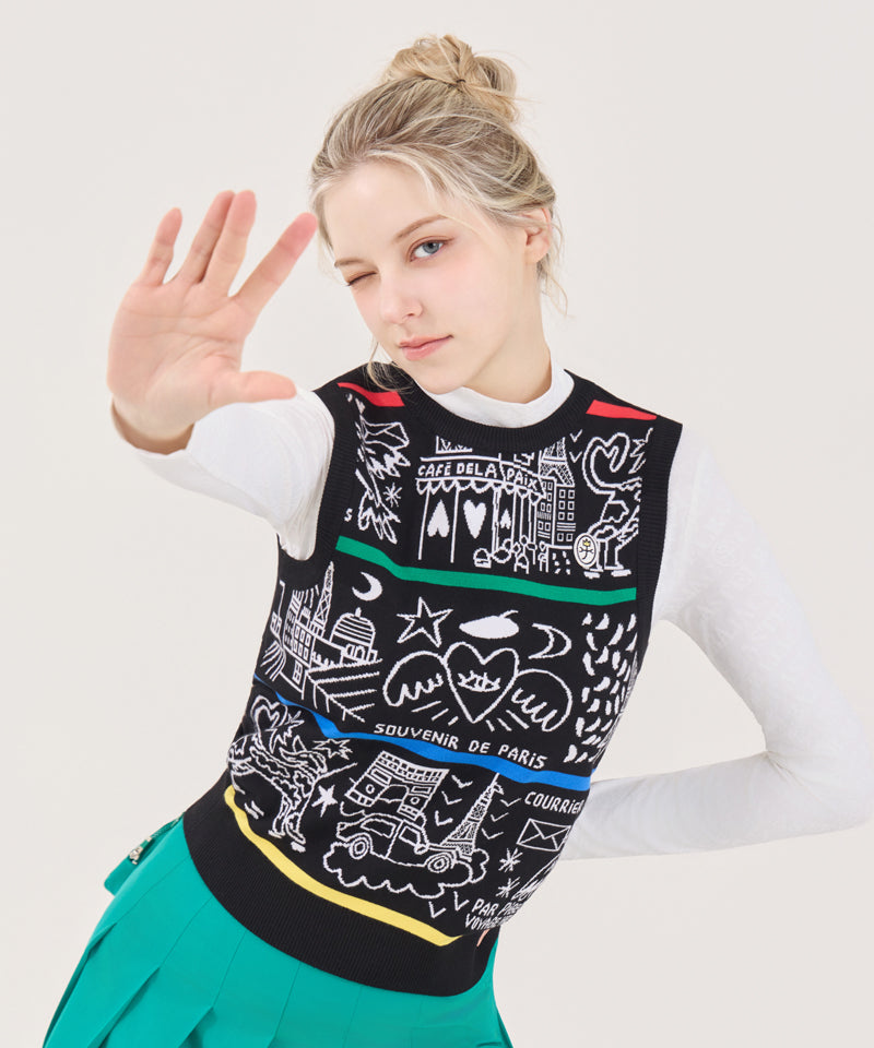 Castelbajac Women's Artwork Jacquard Knit Vest - 2 Colors