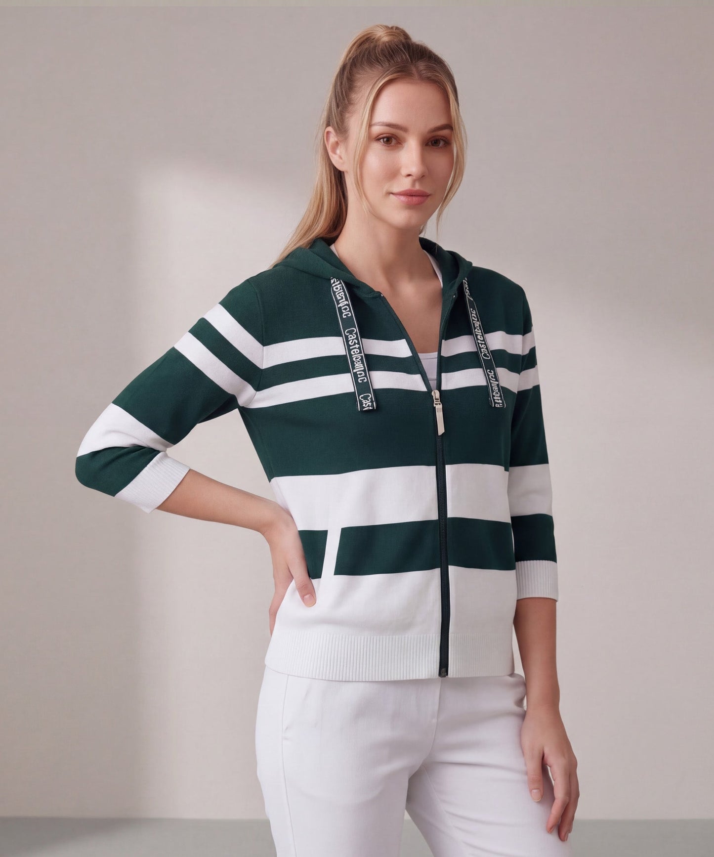 Castelbajac Women's Striped Hooded Zip-Up Knit Cardigan - 2 Colors