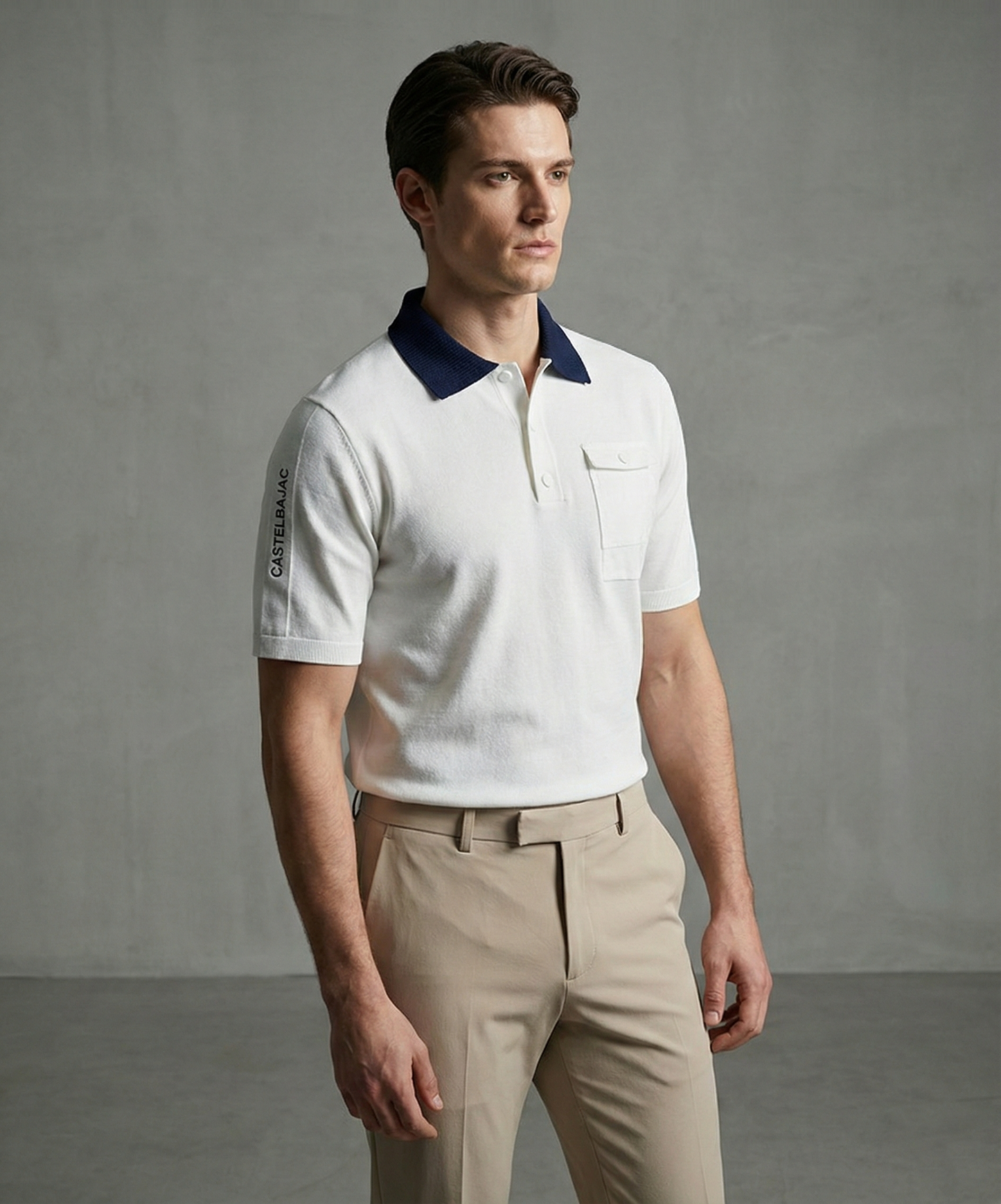 Castelbajac Men's Woven Hybrid Polo Pullover Knit - 2 Colors