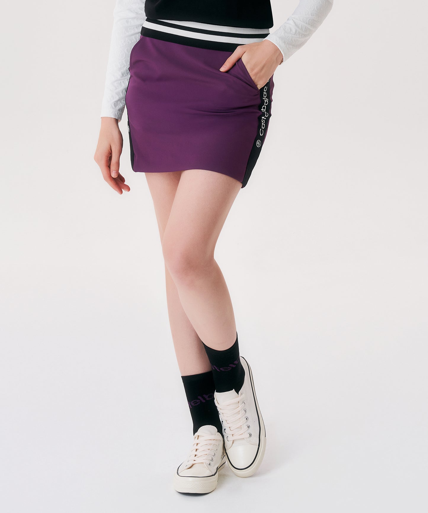Set3 Side Logo Culottes + Two-Color Jacquard Knit