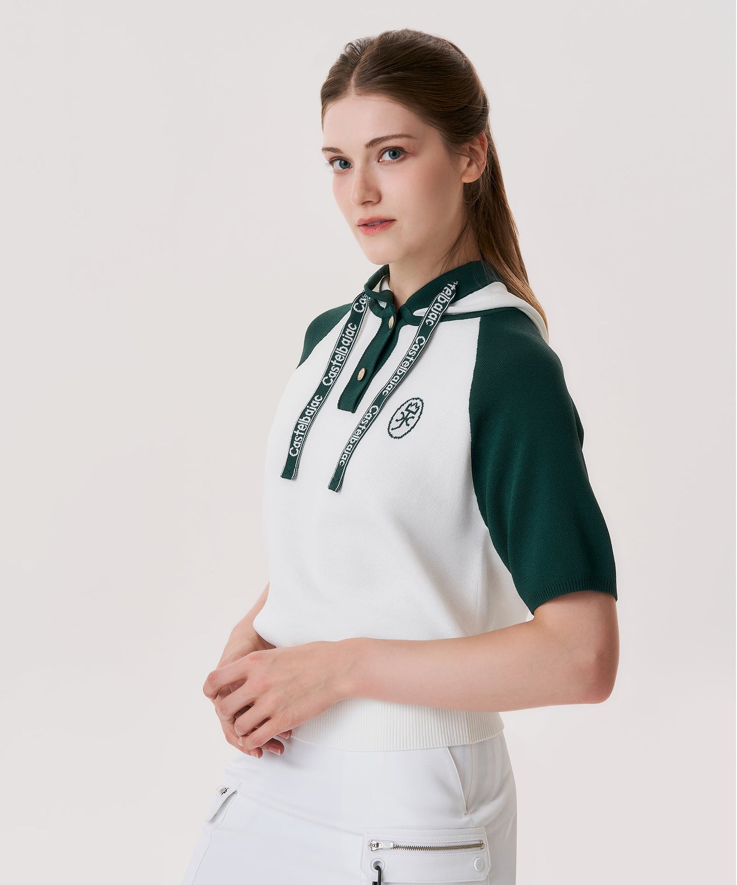 Women's Logo Point Raglan Short-Sleeve Hoodie - Green
