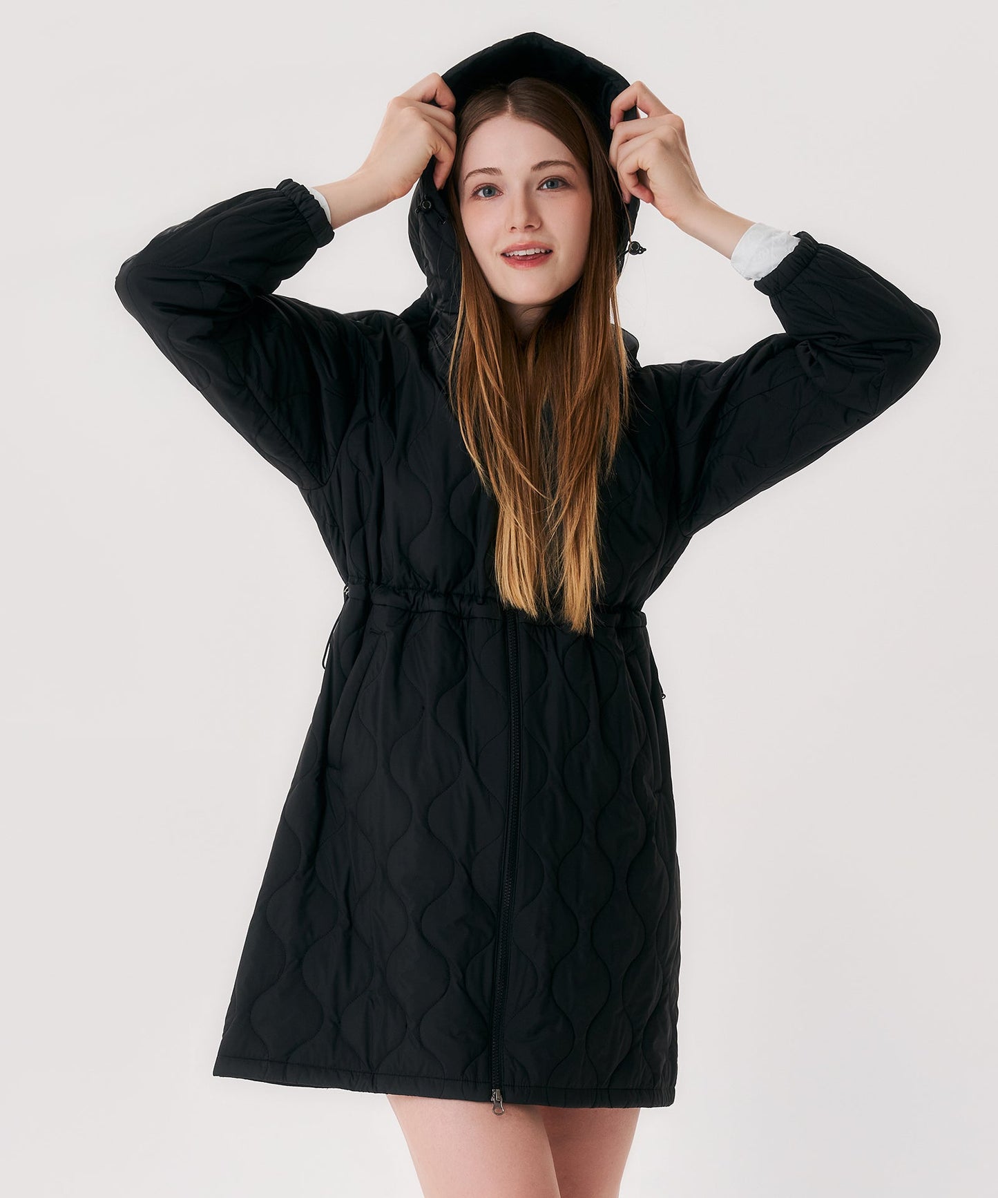 Castelbajac Women's Black Line Quilted Hooded Long Padded Jumper - Black