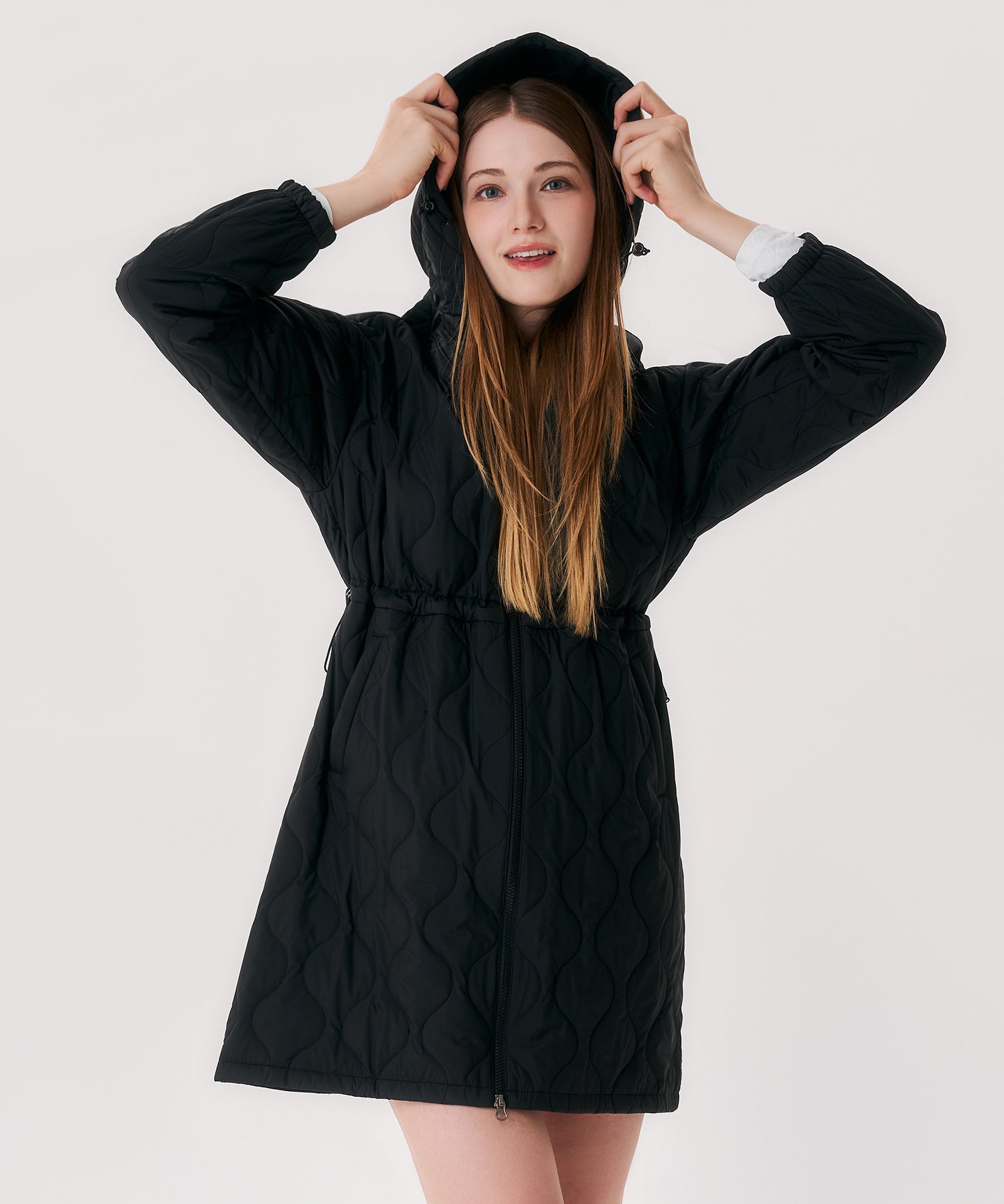 Castelbajac Women's Black Line Quilted Hooded Long Padded Jumper - Black