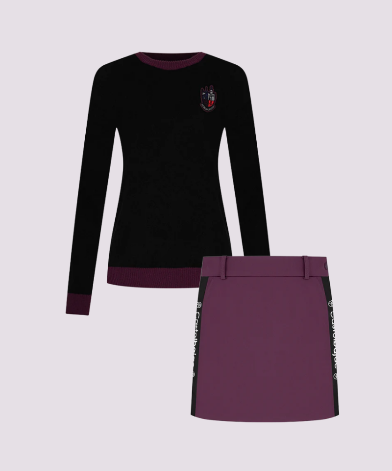 Set3 Side Logo Culottes + Two-Color Jacquard Knit